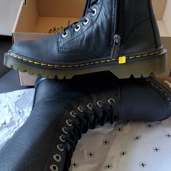 Dr martens tall combat black leather boot sz 6 - Picture 11 of 15